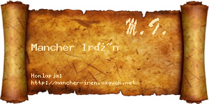 Mancher Irén névjegykártya